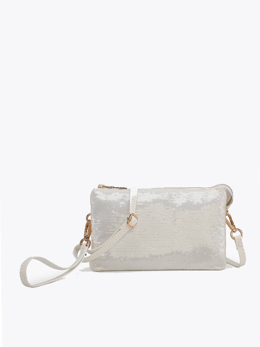 M013SQN Riley Sequin 3 Compartment Crossbody/Wristlet