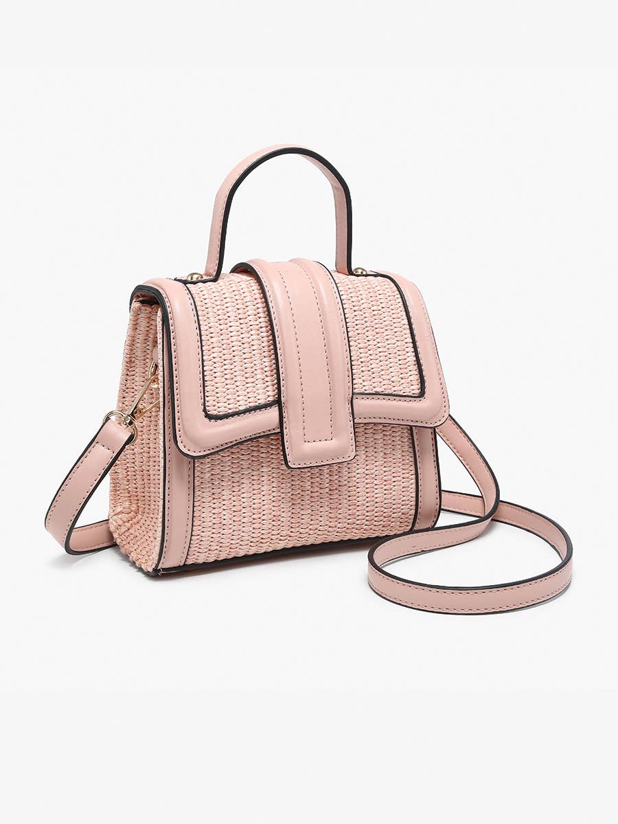 M2722 Evangeline Straw/Vegan Leather Flapover Crossbody