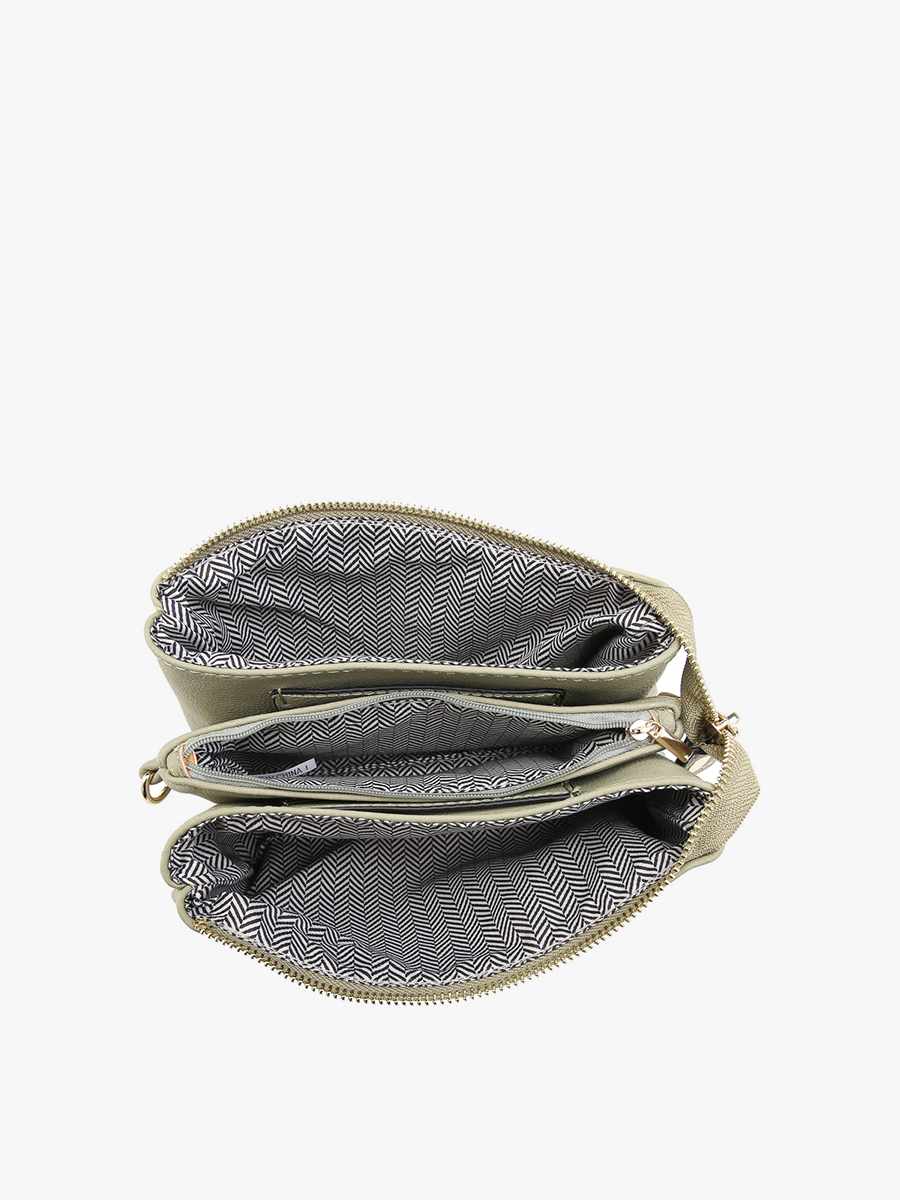 M013GLT Riley Glitter 3 Compartment Crossbody/Wristlet