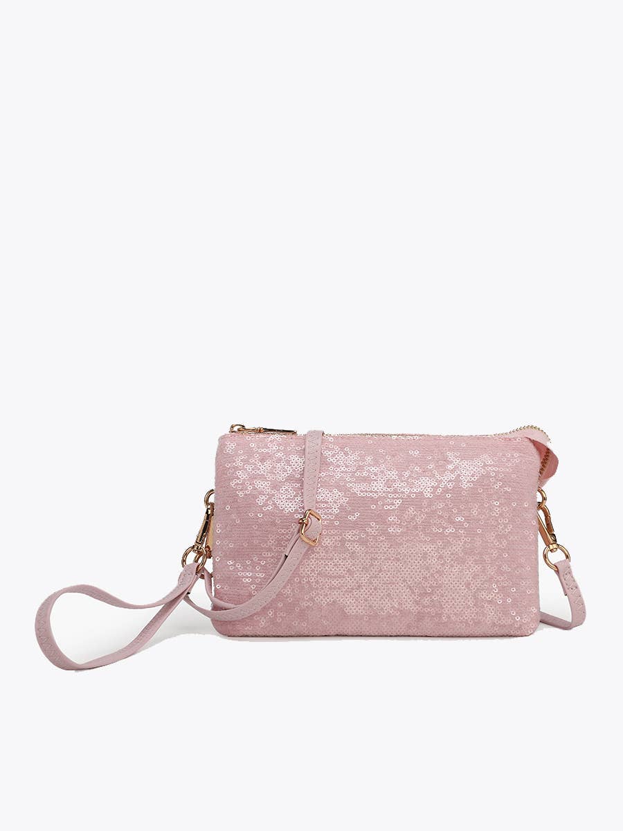 M013SQN Riley Sequin 3 Compartment Crossbody/Wristlet
