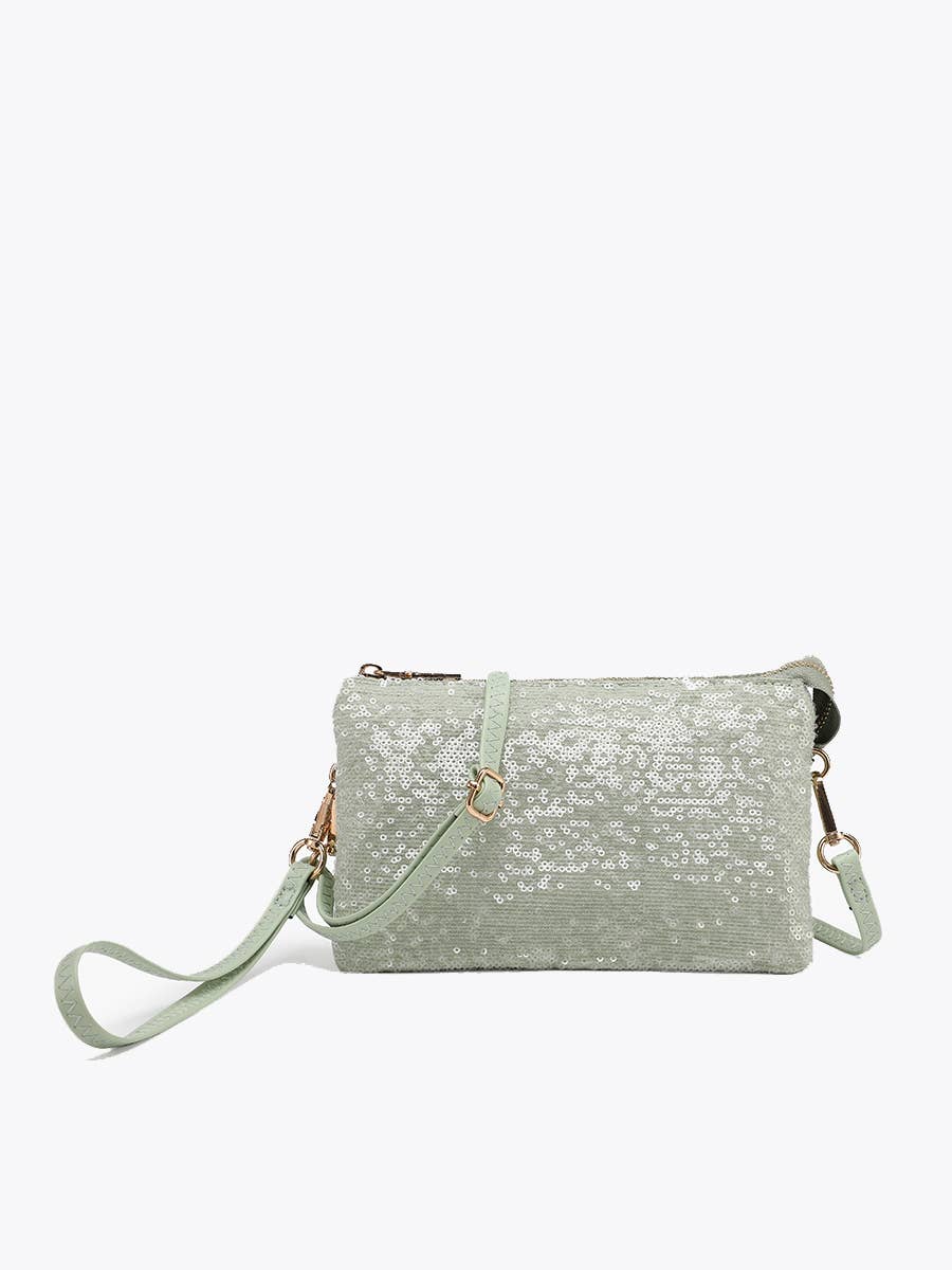 M013SQN Riley Sequin 3 Compartment Crossbody/Wristlet